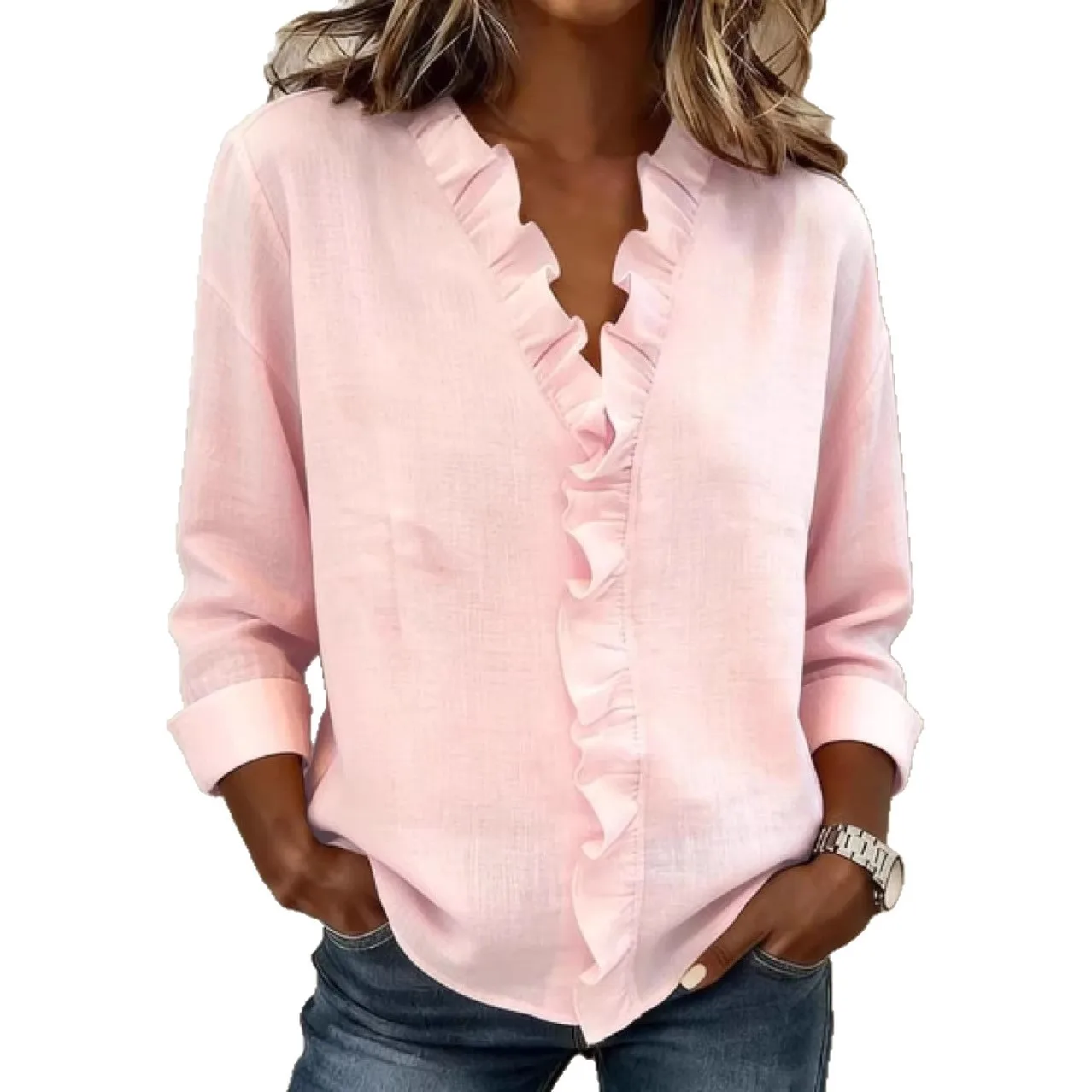 New 2026 Spring Autumn Women Ruffles Blouse Long Sleeve Casual Elegant Office Loose Shirt Elegant Top Clothes
New 2026 Spring Autumn Women Ruffles Blouse Long Sleeve Casual Elegant Office Loose Shirt Elegant Top Clothes