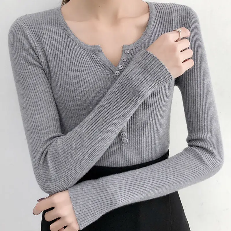 Autumn Winter Women's 2024 New Splicing Pullovers V-neck Button Fashion Solid Slim Versatile Casual Long Sleeve Knitted Top
Autumn Winter Women's 2024 New Splicing Pullovers V-neck Button Fashion Solid Slim Versatile Casual Long Sleeve Knitted Top
