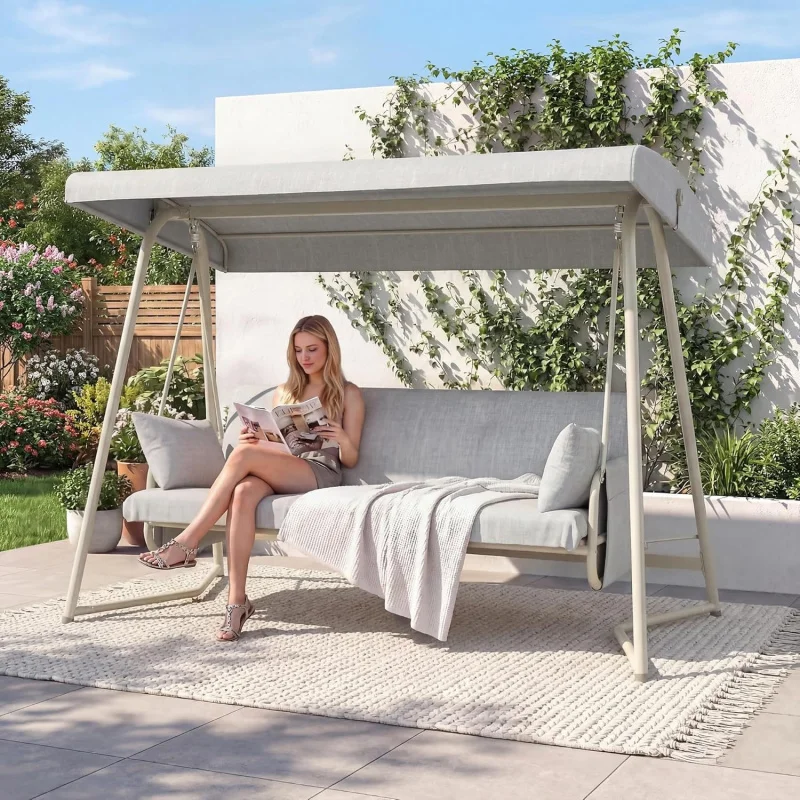 2026 New:3 to 4 Person Outdoor Patio Swing with Canopy 2-in-1 Swing Bed Adjustable Backrest 800 lbs Capacity Porch Swing with St
2026 New:3 to 4 Person Outdoor Patio Swing with Canopy 2-in-1 Swing Bed Adjustable Backrest 800 lbs Capacity Porch Swing with St