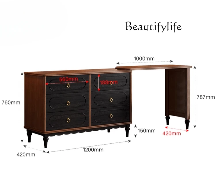French retro style chest dresser all solid wood small apartment bedroom storage dressing table
French retro style chest dresser all solid wood small apartment bedroom storage dressing table
