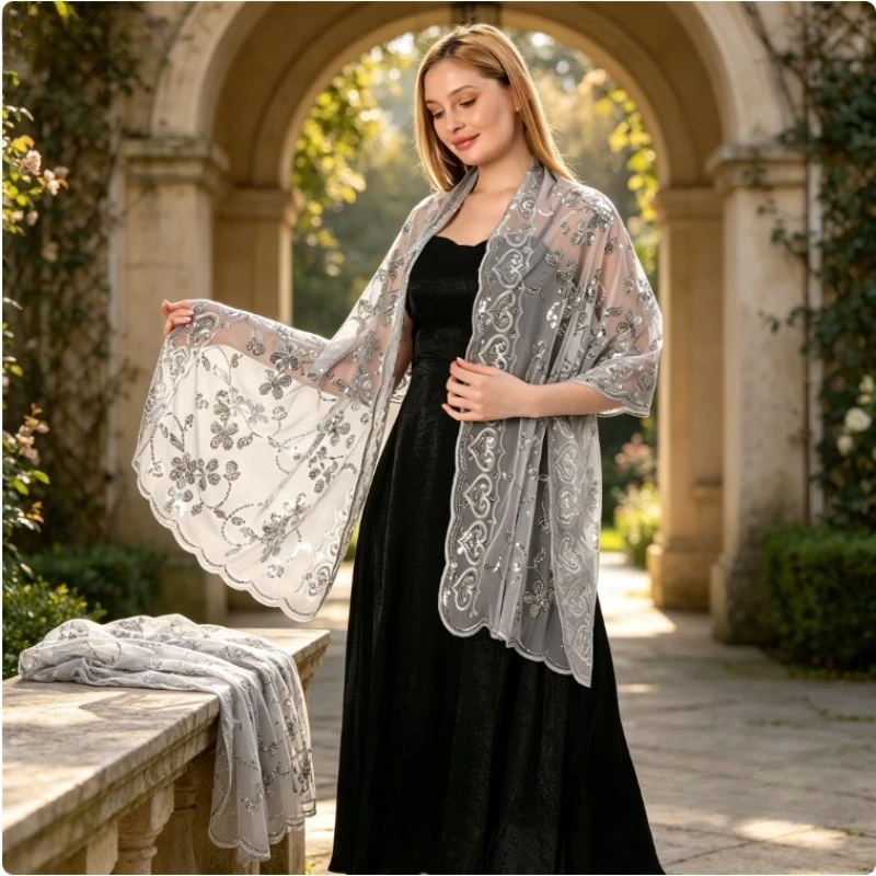 Glitter Embroidered Shawl for Wedding Dress Qipao Bridal Bridesmaid Prom Evening Party Elegant Womens Formal Wrap
Glitter Embroidered Shawl for Wedding Dress Qipao Bridal Bridesmaid Prom Evening Party Elegant Womens Formal Wrap
