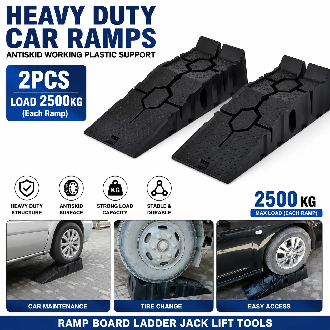 Heavy Duty Car Ramps Antiskid Working Plastic Support 2pcs Load 2500KG Car Maintenance Tools Ramp Board Ladder Jack Lift Tools
Heavy Duty Car Ramps Antiskid Working Plastic Support 2pcs Load 2500KG Car Maintenance Tools Ramp Board Ladder Jack Lift Tools