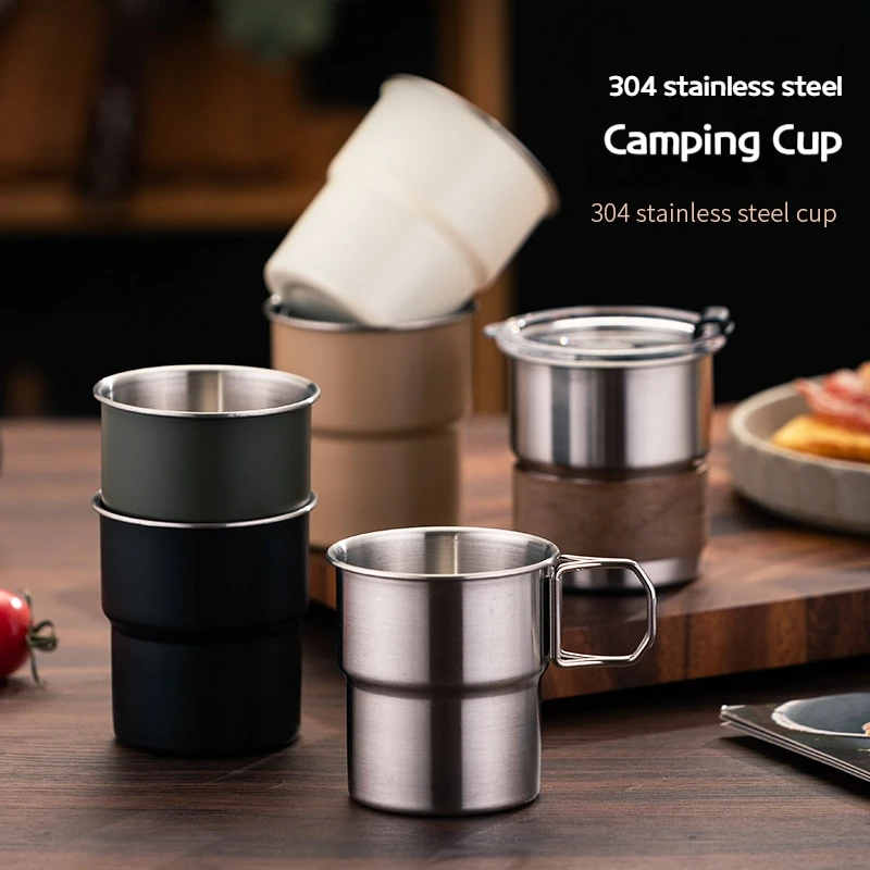 Camping water cup 304 stainless steel outdoor tableware step type outdoor cup folding handle coffee cup
Camping water cup 304 stainless steel outdoor tableware step type outdoor cup folding handle coffee cup