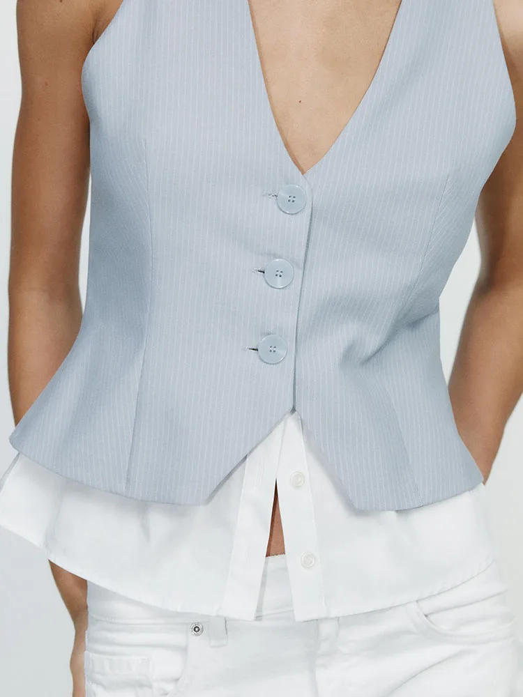 Новое весеннее поступление, женский модный топ в полоску с V-образным вырезом в стиле пэчворк, универсальный дизайн с одной пуговицей, качественный топ 
Новое весеннее поступление, женский модный топ в полоску с V-образным вырезом в стиле пэчворк, универсальный дизайн с одной пуговицей, качественный топ