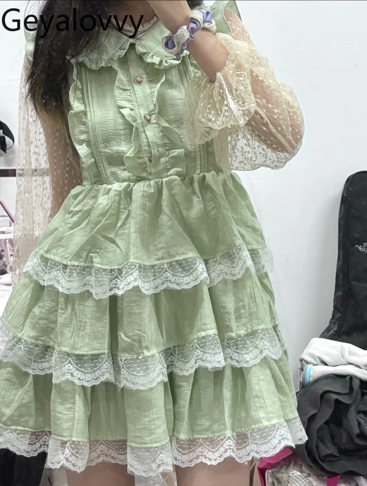 Sweet and Cute Girl High Waist Slimming Lace Edge Short Dress Japanese Retro Lotus Leaf Lace Doll Collar Chiffon Dresses
Sweet and Cute Girl High Waist Slimming Lace Edge Short Dress Japanese Retro Lotus Leaf Lace Doll Collar Chiffon Dresses