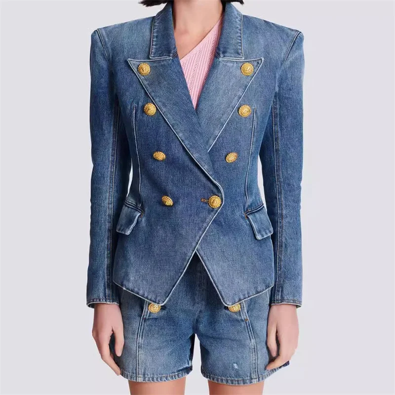 Women's denim jacket 2024 Summer New Metal Button Decoration Women's Coat Double breasted slim pure cotton long sleeved top y2k
Women's denim jacket 2024 Summer New Metal Button Decoration Women's Coat Double breasted slim pure cotton long sleeved top y2k