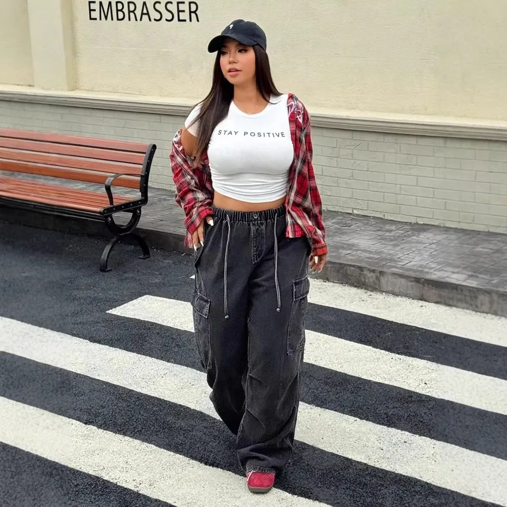 Plus Size Women's Jeans High Waist Wide Leg Denim Pants Black Distressed Denim Trousers Cotton Curvy Plus Size Jeans Pants
Plus Size Women's Jeans High Waist Wide Leg Denim Pants Black Distressed Denim Trousers Cotton Curvy Plus Size Jeans Pants