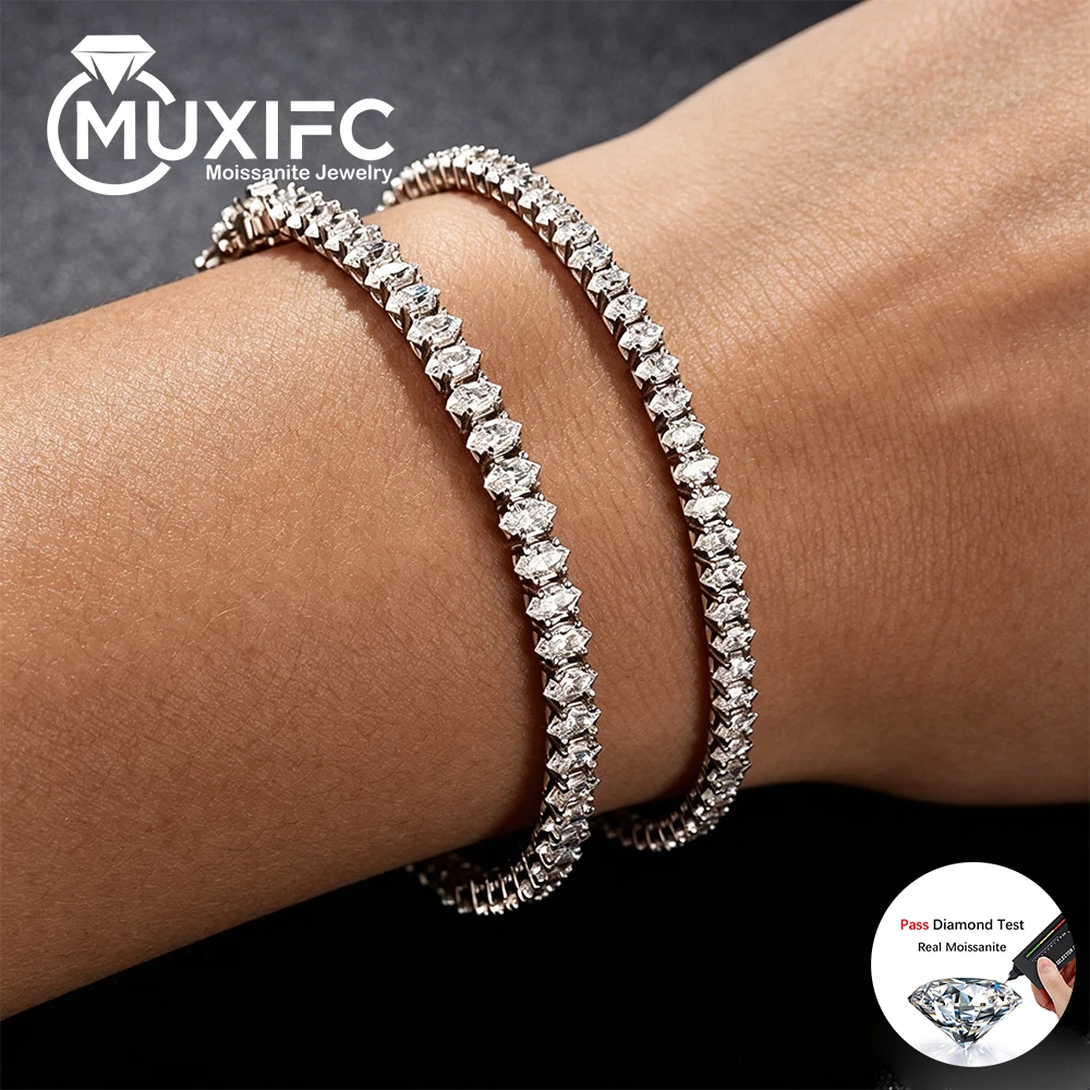 Marquise Cut Real Moissanite Tennis Bracelet for Women Men Lab Diamond Bangle with Certificates 925 Sterling Silver Fine Jewelry
Marquise Cut Real Moissanite Tennis Bracelet for Women Men Lab Diamond Bangle with Certificates 925 Sterling Silver Fine Jewelry