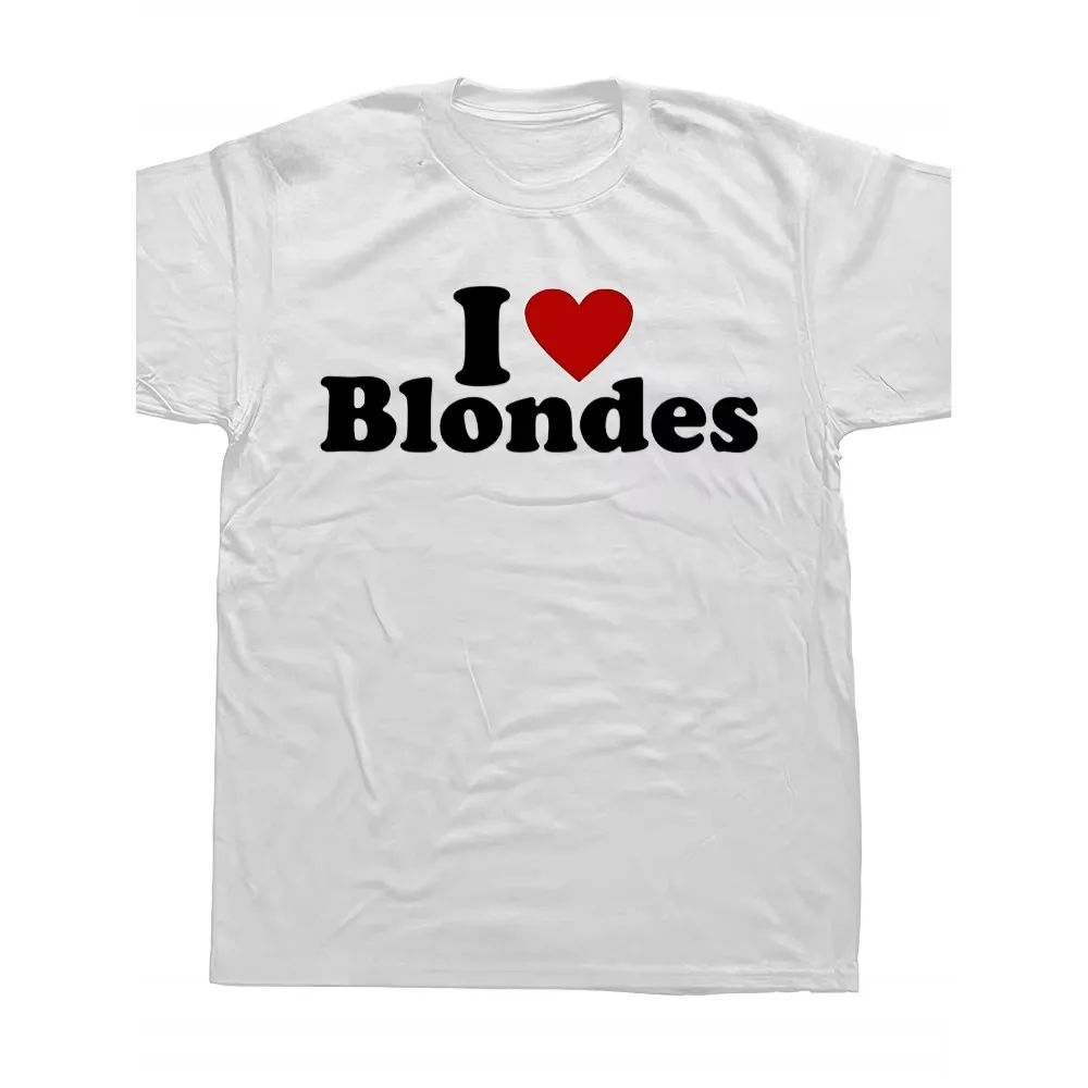 Fun 'I Love Blondes' Themed T-Shirt - Humorous Gift for Boyfriend, Men And Women, Bold Black Font with Red Heart Design, All-Season Playful Style, Perfect for Couples
Fun 'I Love Blondes' Themed T-Shirt - Humorous Gift for Boyfriend, Men And Women, Bold Black Font with Red Heart Design, All-Season Playful Style, Perfect for Couples