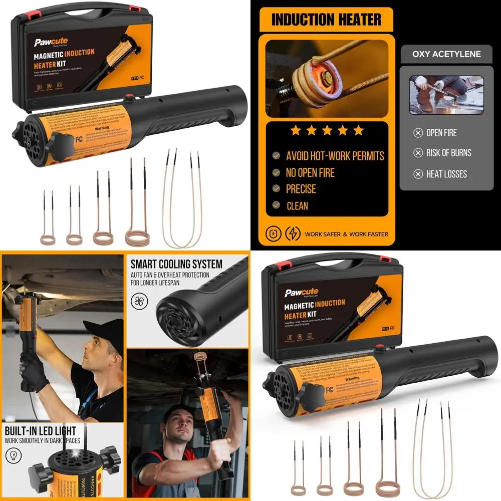 1200W Magnetic Heat Tool Kit for Automotive Bolt Removal, Rusted Suspension, and Exhaust Repair with 6 Coils and LED Light, Oran
1200W Magnetic Heat Tool Kit for Automotive Bolt Removal, Rusted Suspension, and Exhaust Repair with 6 Coils and LED Light, Oran