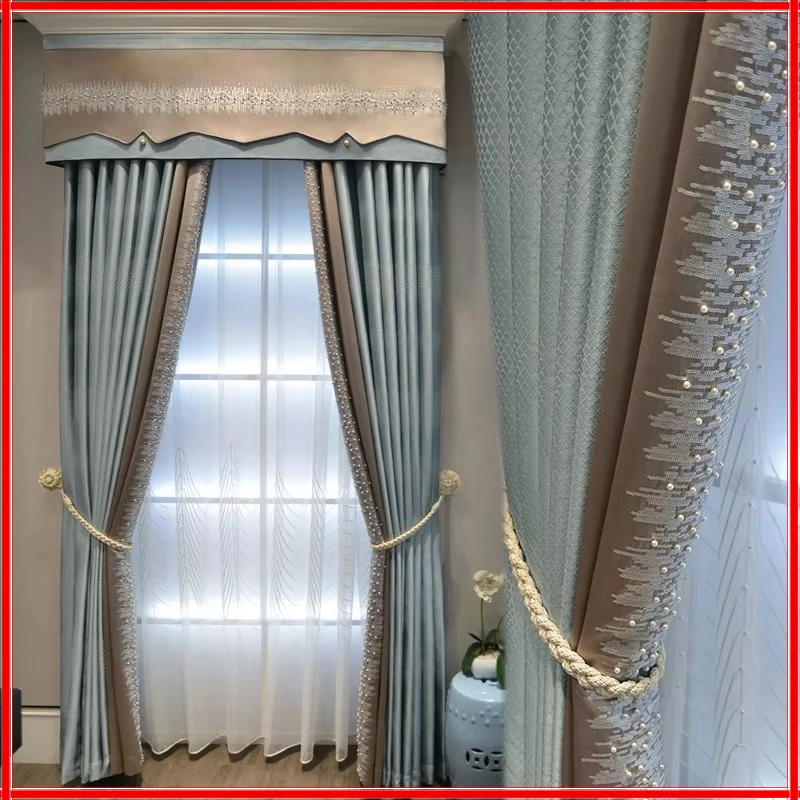2023 New Curtains for Living Dining Room Bedroom Custom Window Light Luxury Curtain Silver Color Blue Curtain High-End Model
2023 New Curtains for Living Dining Room Bedroom Custom Window Light Luxury Curtain Silver Color Blue Curtain High-End Model