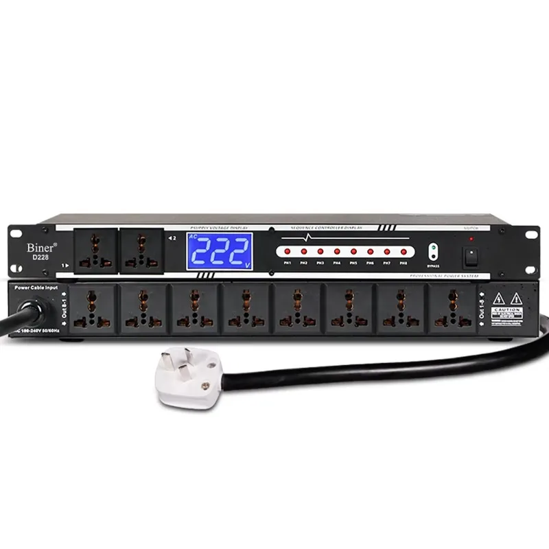 Biner D228 Professional power sequence 10 channel audio sequencer With voltage display For ktv live sound stage equipment
Biner D228 Professional power sequence 10 channel audio sequencer With voltage display For ktv live sound stage equipment