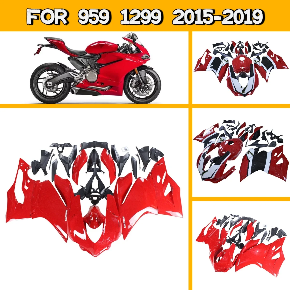 For 2015-2019 Ducati 959 1299 Full Red Fairings Plastic ABS Custom 15-19 959 1299 Replacement Fairing Kit
For 2015-2019 Ducati 959 1299 Full Red Fairings Plastic ABS Custom 15-19 959 1299 Replacement Fairing Kit