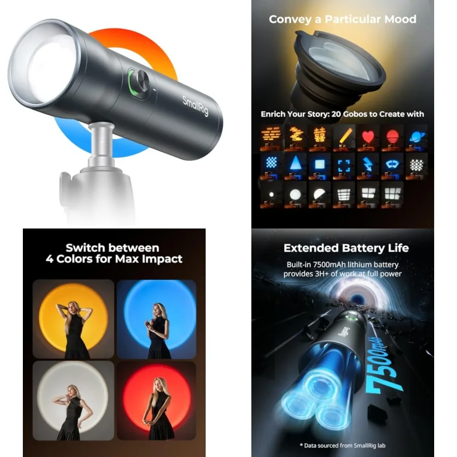 RGB LED Photography Flashlight, 7500mAh Aluminum Alloy Patterned Ambient Light, 4 Color Fill Light with 20 Patterned Filters, P
RGB LED Photography Flashlight, 7500mAh Aluminum Alloy Patterned Ambient Light, 4 Color Fill Light with 20 Patterned Filters, P