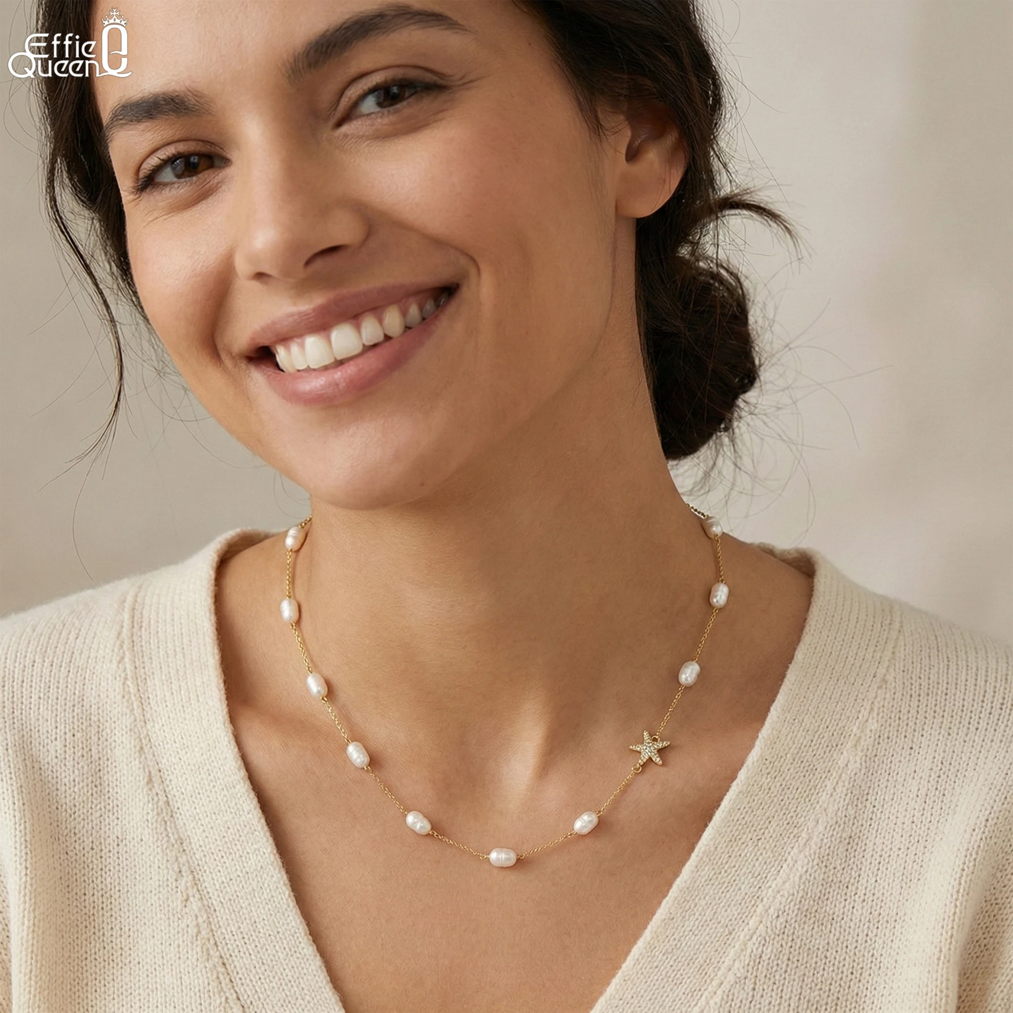 EFFIE QUEEN Natural Pearl Choker Necklace Fashion 925 Sterling Silver Starfish 5A CZ Necklace Party Jewelry Gift for Women BQN06
EFFIE QUEEN Natural Pearl Choker Necklace Fashion 925 Sterling Silver Starfish 5A CZ Necklace Party Jewelry Gift for Women BQN06