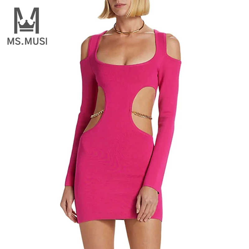 MSMUSI 2023 New Fashion Women Sexy Strap Off The Shoulder Chain Hollow Out Long Sleeve Bandage Party Club Bodycon Mini Dress
MSMUSI 2023 New Fashion Women Sexy Strap Off The Shoulder Chain Hollow Out Long Sleeve Bandage Party Club Bodycon Mini Dress