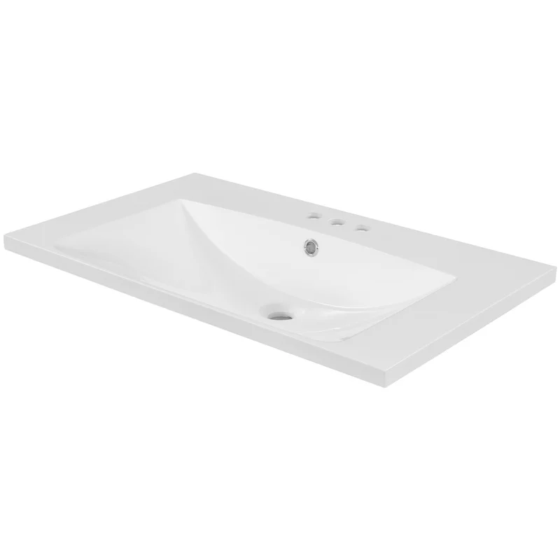 30" Single Bathroom Vanity Top with White Ceramic Basin, 3 Faucet Holes
30" Single Bathroom Vanity Top with White Ceramic Basin, 3 Faucet Holes