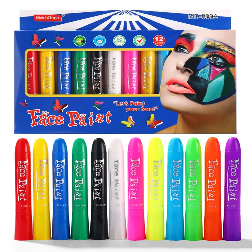 Face Color Fluorescent 12 Color Body Painting Halloween Sports Games Festival Water Makeup Party Facial Crayon
Face Color Fluorescent 12 Color Body Painting Halloween Sports Games Festival Water Makeup Party Facial Crayon