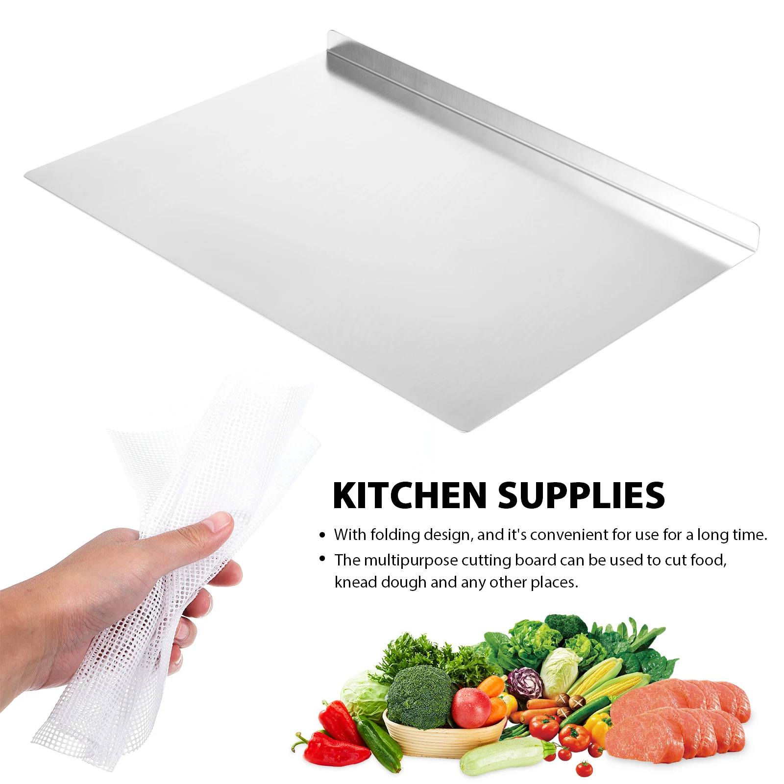 Thickened Stainless Steel Cutting Board Kneading Dough Board Multipurpose Chopping Board Kitchen Supplies Fruit Vegetable Meat
Thickened Stainless Steel Cutting Board Kneading Dough Board Multipurpose Chopping Board Kitchen Supplies Fruit Vegetable Meat