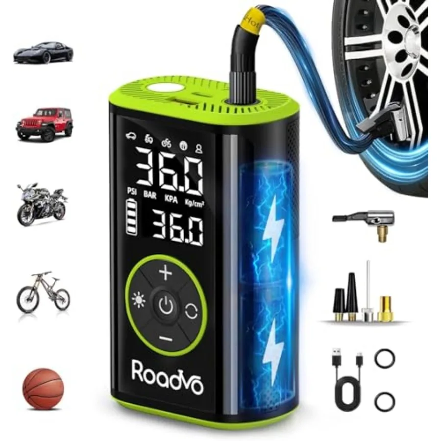 Portable Tire Inflator Air Compressor 150PSI Cordless Tire Pump and Bicycle Pump with 10000mAh Battery 24L/Min Fast Inflation A
Portable Tire Inflator Air Compressor 150PSI Cordless Tire Pump and Bicycle Pump with 10000mAh Battery 24L/Min Fast Inflation A