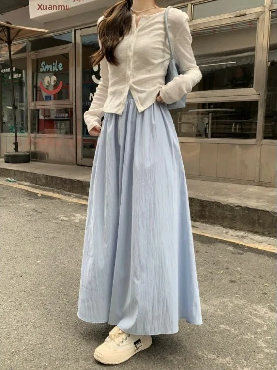 High Waist Pleated Skirt Women's Summer Thin A-Line Skirt with Pockets Slimming Japanese Style Half-length Skirt
High Waist Pleated Skirt Women's Summer Thin A-Line Skirt with Pockets Slimming Japanese Style Half-length Skirt