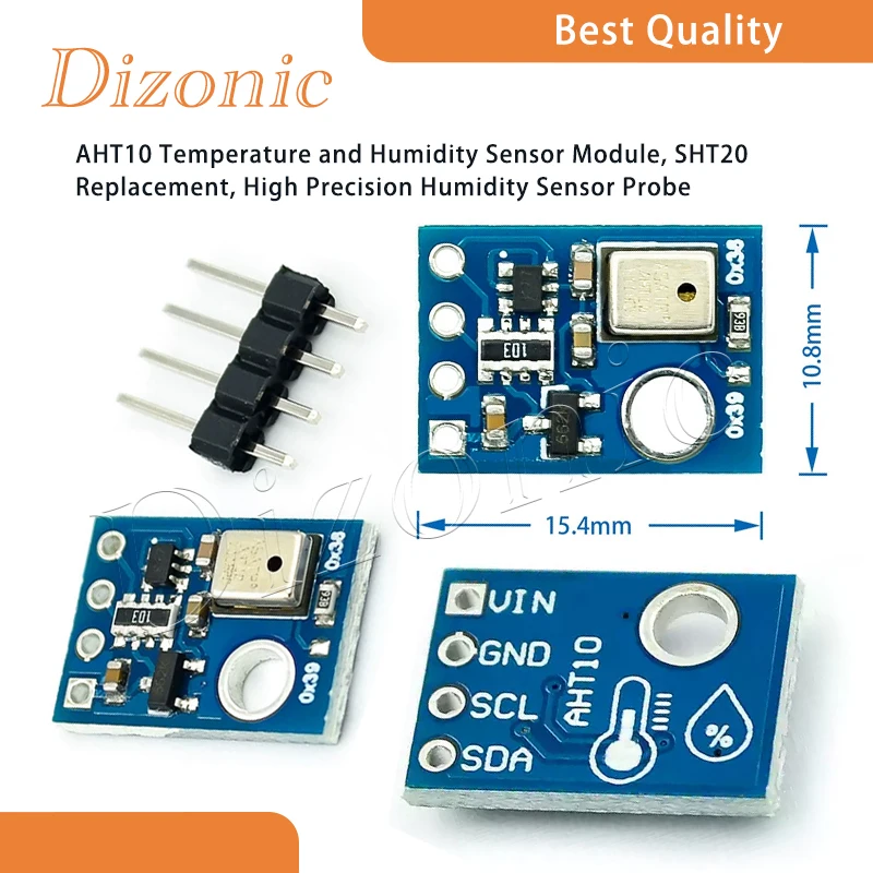Dizonic The AHT10 temperature and humidity sensor module can replace the SHT20 high-precision humidity sensor probe.
Dizonic The AHT10 temperature and humidity sensor module can replace the SHT20 high-precision humidity sensor probe.