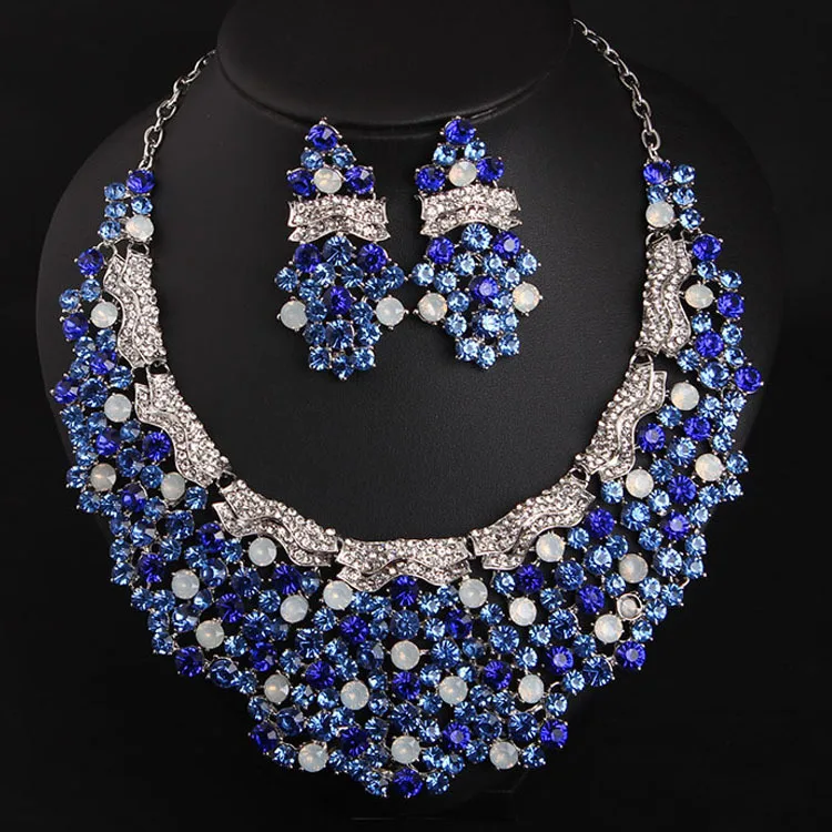 DIY accessories European and American exaggeration, sapphire necklace earring set, dress dinner bride women's accessories manufa
DIY accessories European and American exaggeration, sapphire necklace earring set, dress dinner bride women's accessories manufa