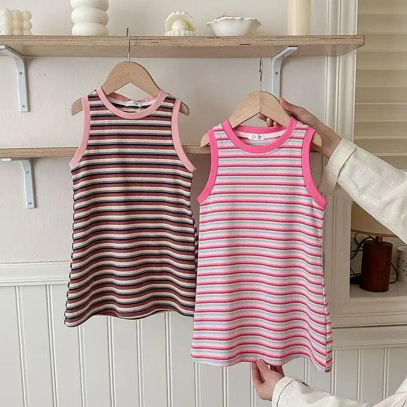 2-10Y Girls Sun Dress Summer 2025New Style Children's Striped Bottom Skirt Little Girl Korean Version Sleeveless 90-150cm Dress
2-10Y Girls Sun Dress Summer 2025New Style Children's Striped Bottom Skirt Little Girl Korean Version Sleeveless 90-150cm Dress