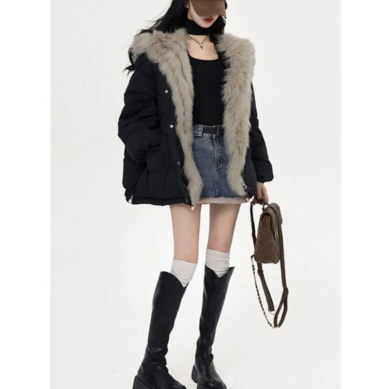 Oversized Winter Warm Fur Collar Black Coat Women Cotton Outerwear Jackets 2023 Autumn Winter
Oversized Winter Warm Fur Collar Black Coat Women Cotton Outerwear Jackets 2023 Autumn Winter