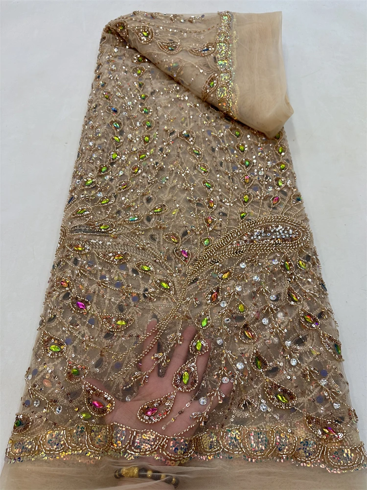 Luxury African Heavy Beads Stones Lace Fabric 2025 High Quality 5 Yards Nigerian Sequins French Tulle Fabric Material For Weddin
Luxury African Heavy Beads Stones Lace Fabric 2025 High Quality 5 Yards Nigerian Sequins French Tulle Fabric Material For Weddin