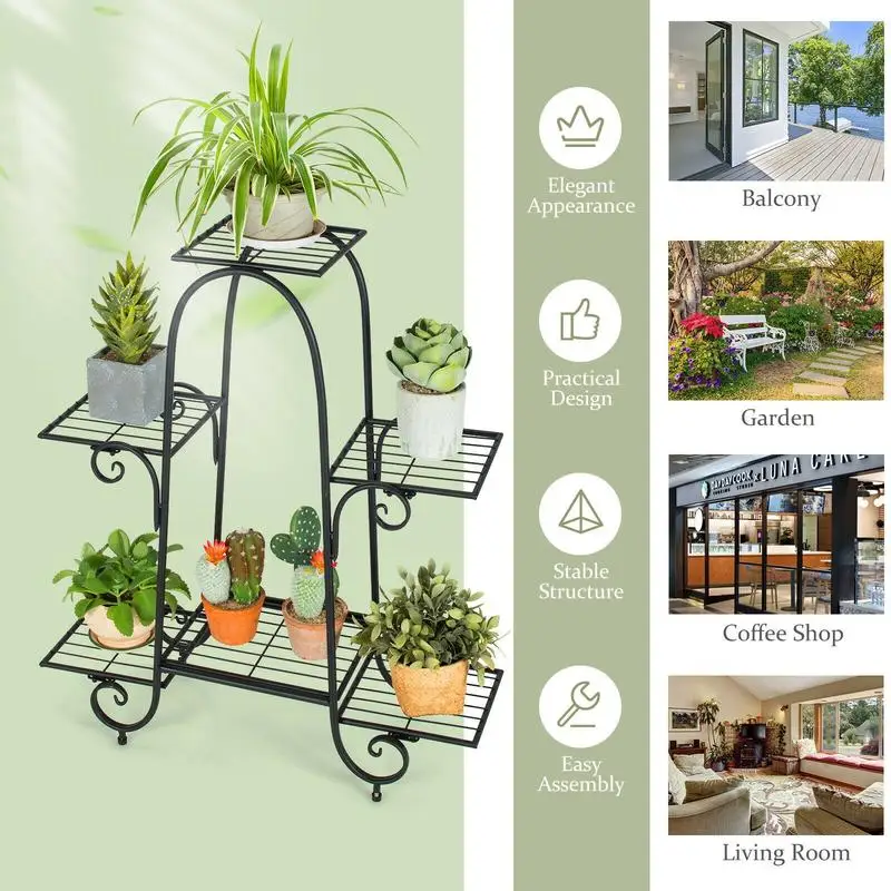 6-Tier Plant Stand with Adjustable Foot Pads-Black
6-Tier Plant Stand with Adjustable Foot Pads-Black