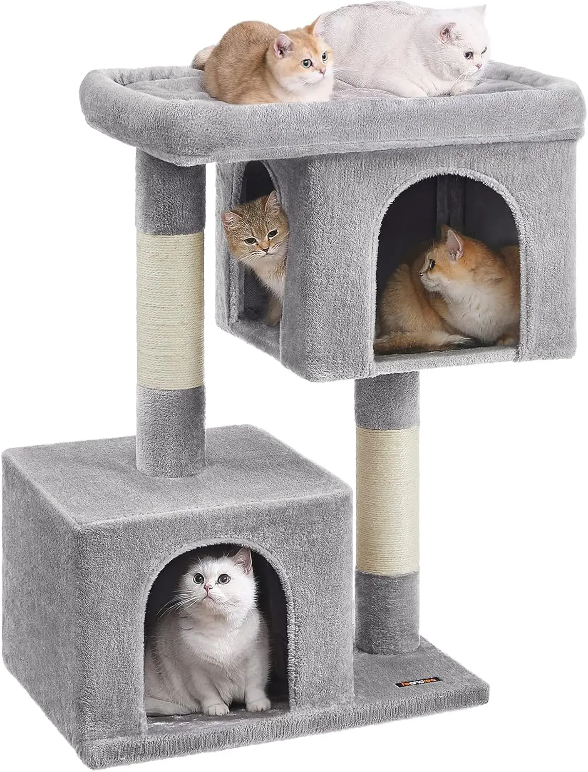40.6-Inch Cat Tower with Plush Condo for Large Cats, 2 Caves, Scratching Post, Light Gray
40.6-Inch Cat Tower with Plush Condo for Large Cats, 2 Caves, Scratching Post, Light Gray