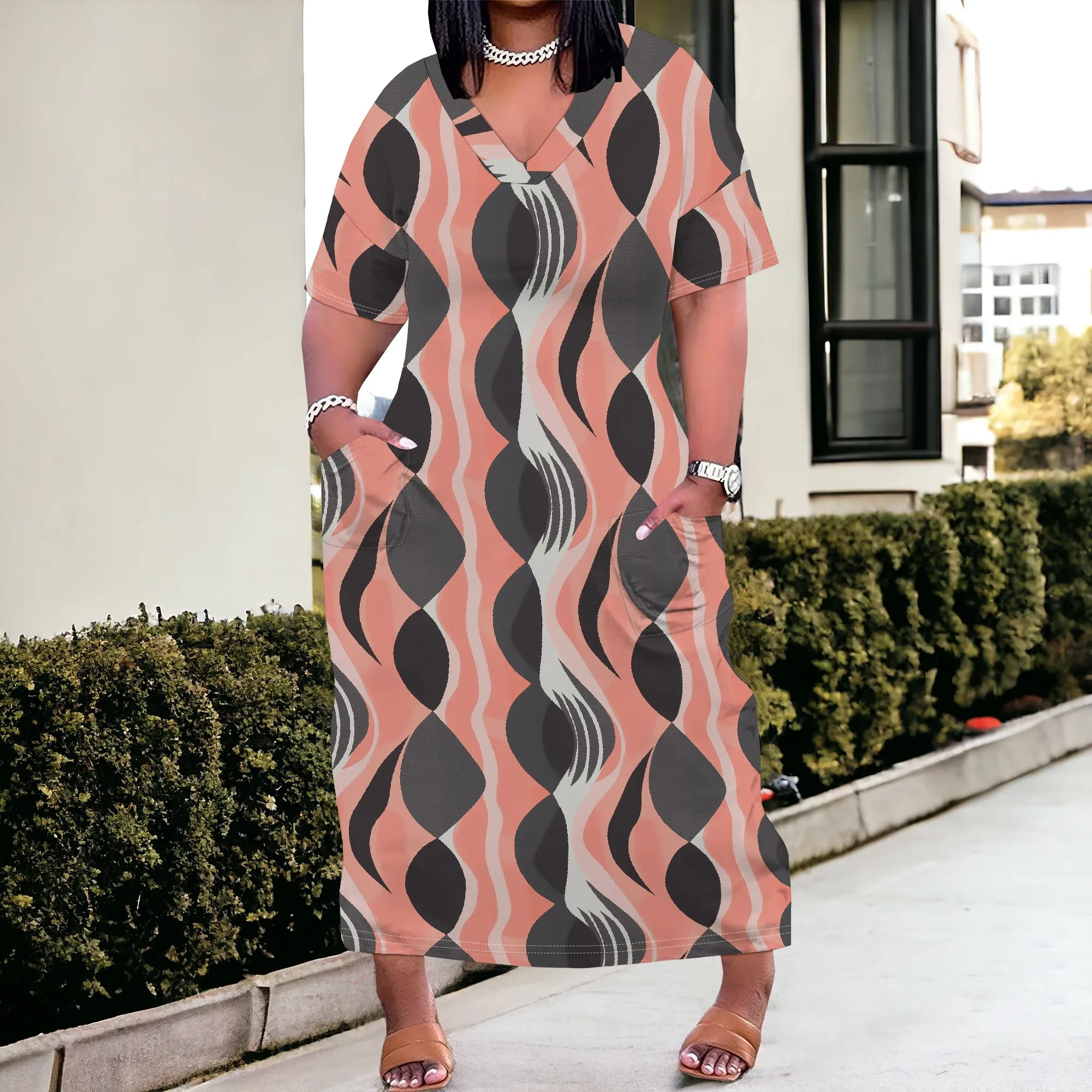 Plus Size Women's Abstract Wave Print V-Neck Maxi Dress 2025 Summer Casual Beach Party Dress XL-6XL
Plus Size Women's Abstract Wave Print V-Neck Maxi Dress 2025 Summer Casual Beach Party Dress XL-6XL