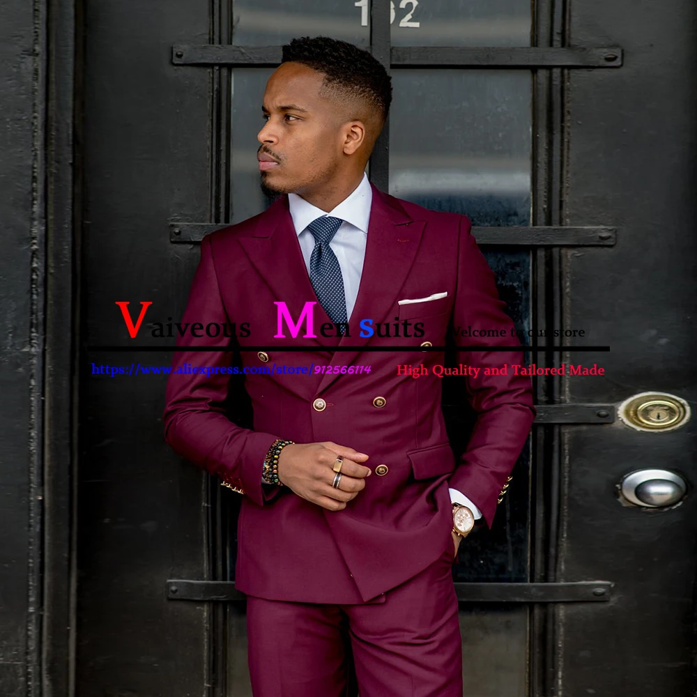 Burgundy Business Party Man Suit Double Breasted Slim Fit Mens Suits 2 Pieces Jacket Trousers Casual Wedding Suit Vetement Homme
Burgundy Business Party Man Suit Double Breasted Slim Fit Mens Suits 2 Pieces Jacket Trousers Casual Wedding Suit Vetement Homme