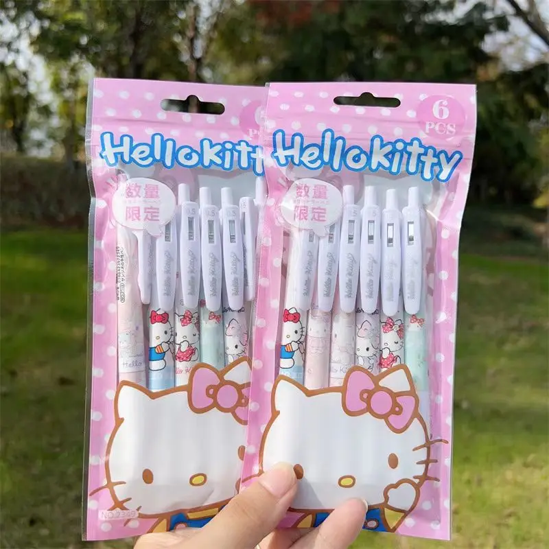 6Pcs Gel Pen HelloKittys Cartoon Kuromi Quick Drying Black 0.5mm Press The Ballpoint Pen Student Learning Stationery Gifts
6Pcs Gel Pen HelloKittys Cartoon Kuromi Quick Drying Black 0.5mm Press The Ballpoint Pen Student Learning Stationery Gifts