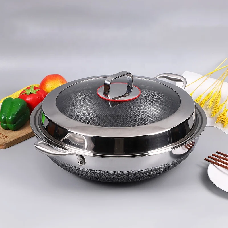 High Capacity Kitchen 304 Stainless Steel Wok Kitchen Honeycomb Non Stick Cook Fry Pan Fry Wok
High Capacity Kitchen 304 Stainless Steel Wok Kitchen Honeycomb Non Stick Cook Fry Pan Fry Wok