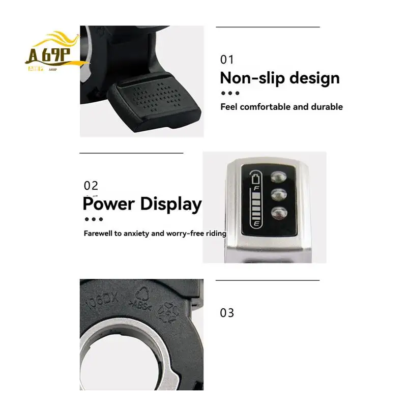 A69P-Thumb Throttle Accelerator Grip 160Mm Self Locking Switch For 22.3Mm Handbar For Electric Scooter
A69P-Thumb Throttle Accelerator Grip 160Mm Self Locking Switch For 22.3Mm Handbar For Electric Scooter