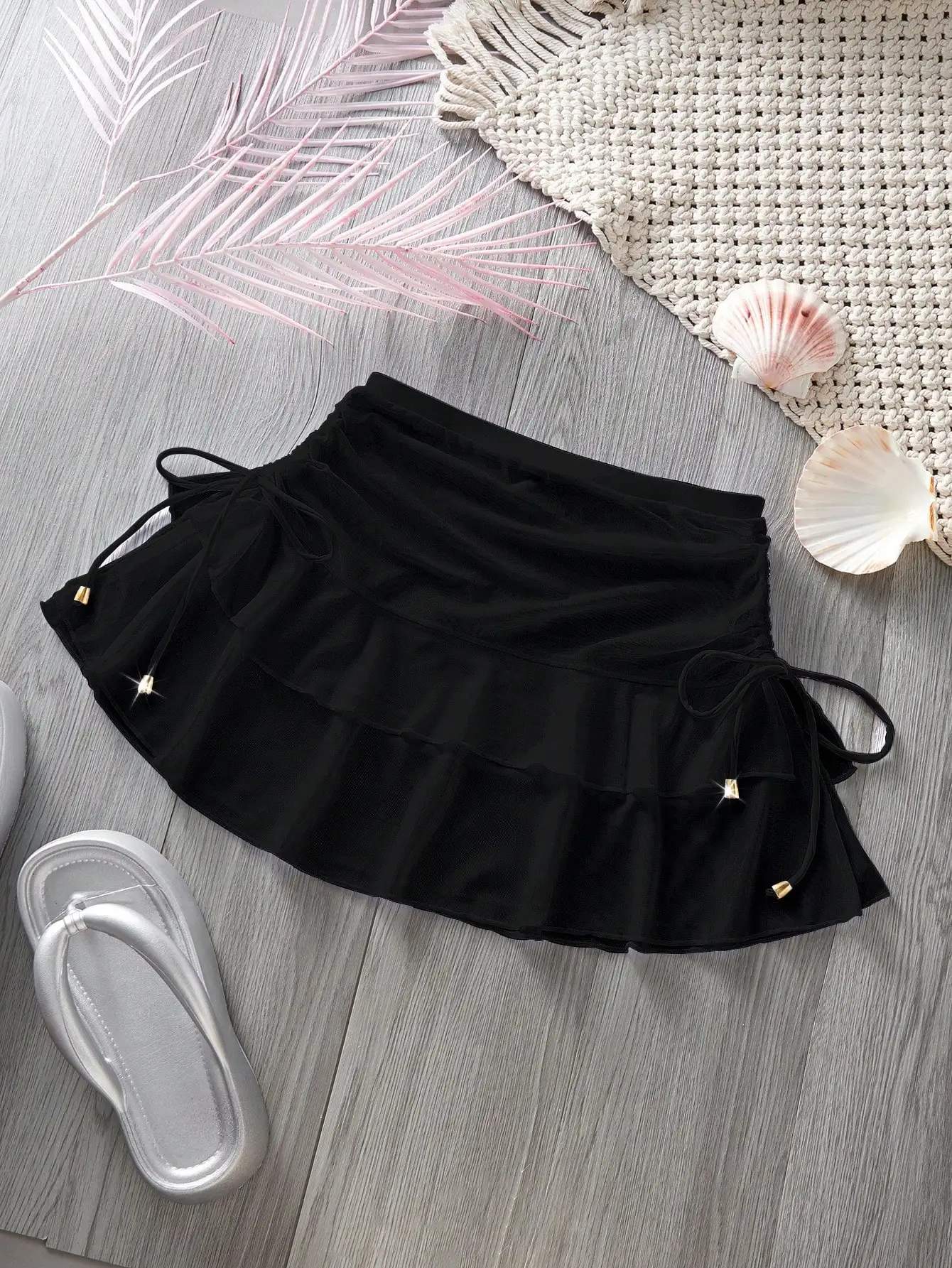 Black Ruffled Mesh Cover-Up Skirt Bottom For Women Beach Swimwear
Black Ruffled Mesh Cover-Up Skirt Bottom For Women Beach Swimwear