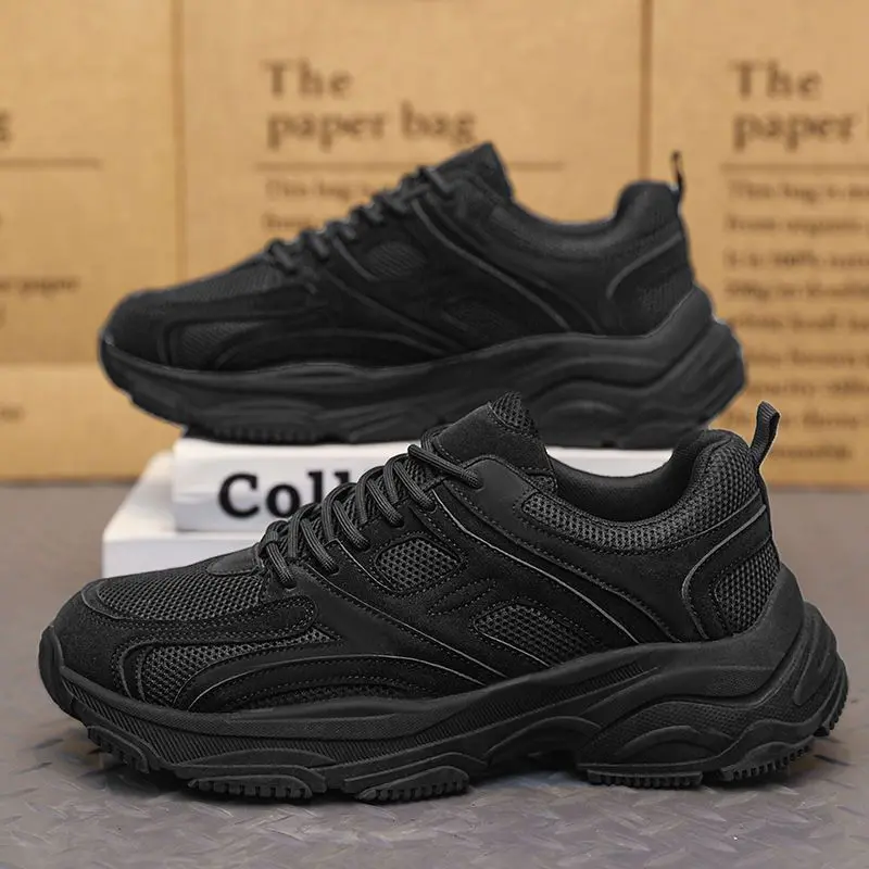 Pure Black Men's Work Boots Anti-slip Wear-resistant Thick Bottom Dad Shoes Running Sports Shoes for Summer 2024
Pure Black Men's Work Boots Anti-slip Wear-resistant Thick Bottom Dad Shoes Running Sports Shoes for Summer 2024