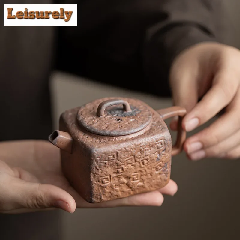 130ml Retro Rough Pottery Square Teapot Ancient Tea Infuser Pot Tea Brewing Kettle with Ball Hole White Tea Tea Services Craft
130ml Retro Rough Pottery Square Teapot Ancient Tea Infuser Pot Tea Brewing Kettle with Ball Hole White Tea Tea Services Craft