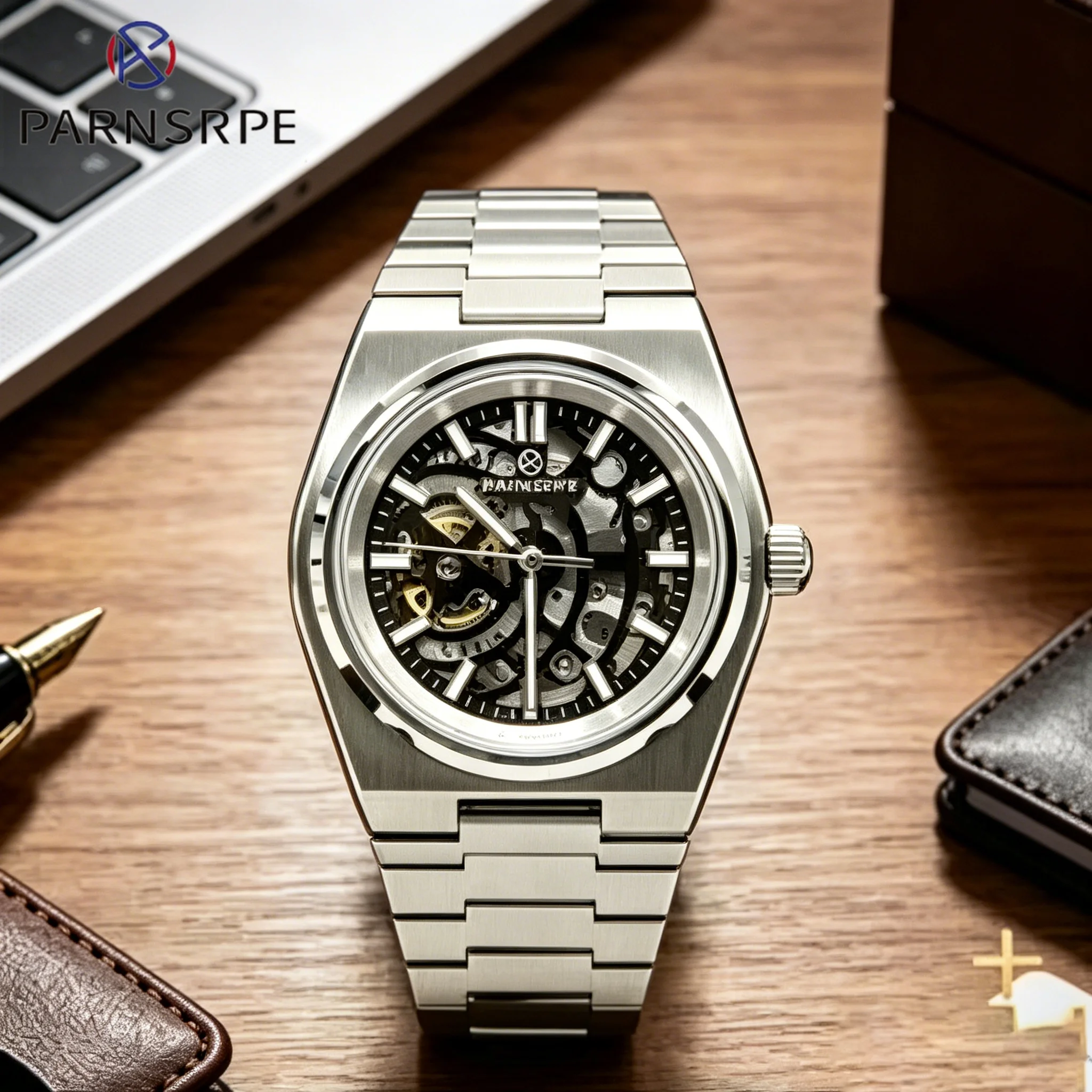 PARNSRPE's new automatic wristwatch, model NH70, with a 40mm stainless steel case, a transparent agate back, mechanical movement
PARNSRPE's new automatic wristwatch, model NH70, with a 40mm stainless steel case, a transparent agate back, mechanical movement