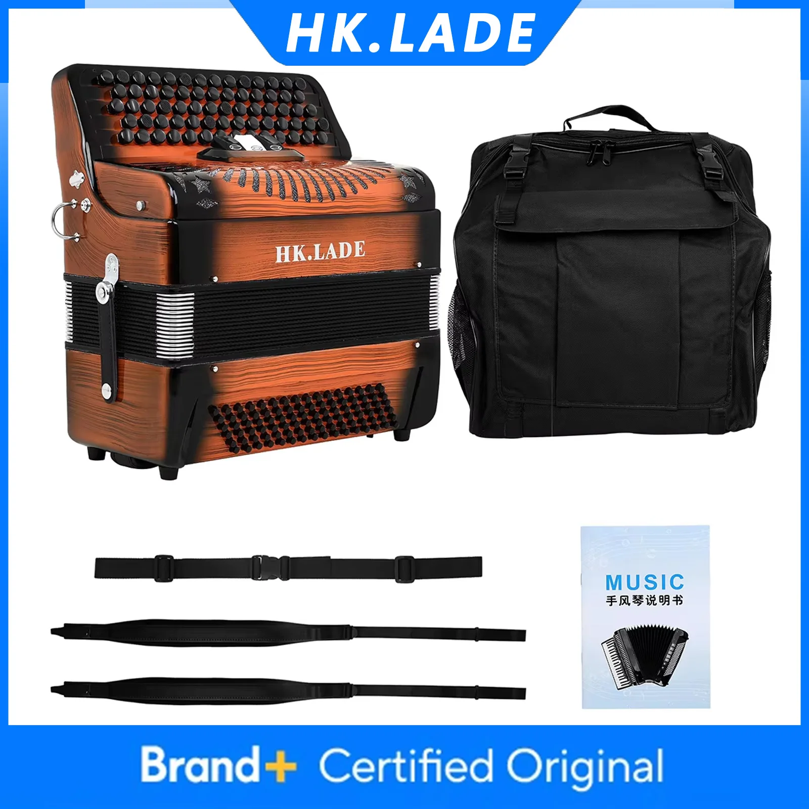 HK.LADE AH-260 Accordion 69 Keys 96 Bass Multiple-voice Bayan Accordion with Bag Keyboard Instrument for Grading Performance
HK.LADE AH-260 Accordion 69 Keys 96 Bass Multiple-voice Bayan Accordion with Bag Keyboard Instrument for Grading Performance