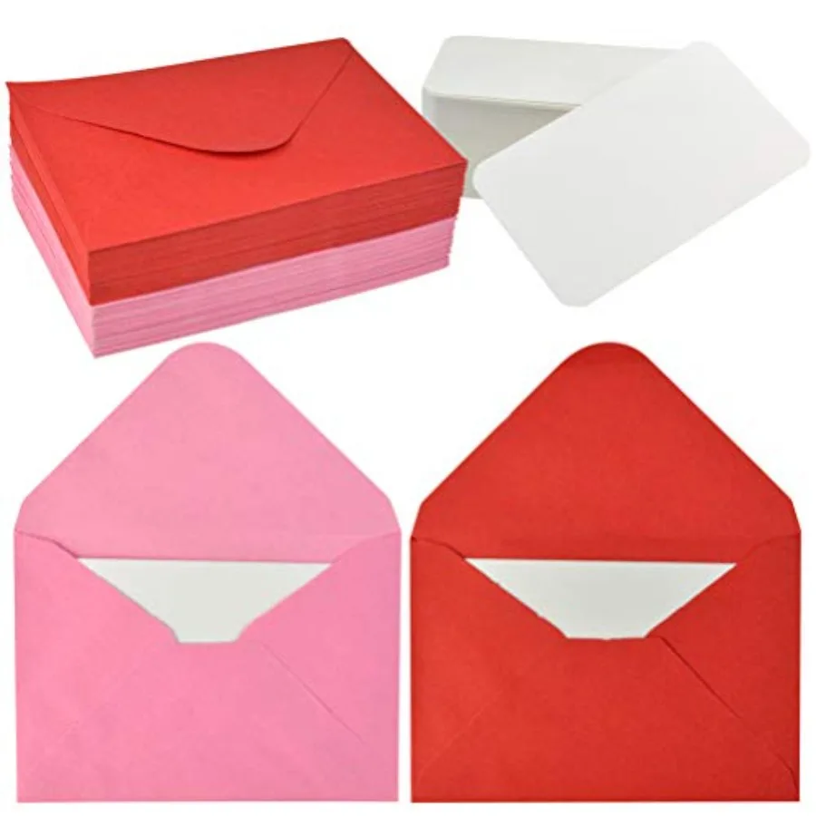 100 Sets Mini Envelopes with White Blank Business Cards Red Pink Small Enclosure Card Mini Card Envelopes for Valentine's Day
100 Sets Mini Envelopes with White Blank Business Cards Red Pink Small Enclosure Card Mini Card Envelopes for Valentine's Day