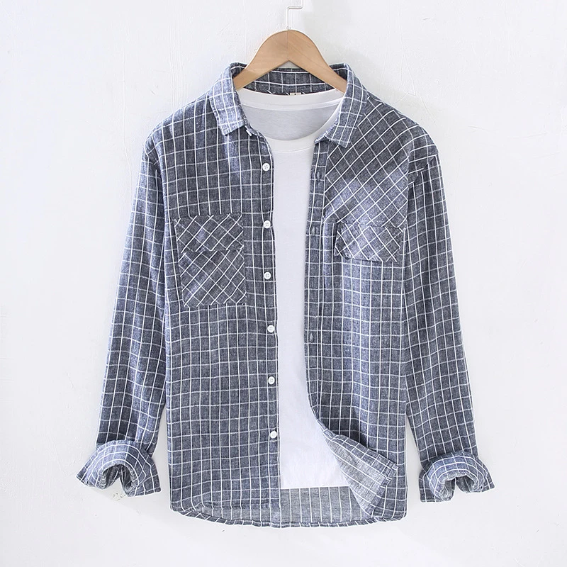 Long Sleeved Cotton Linen Plaid Men's Shirts Spring Summer New Square Collar Pocket Casual Top Simple Fashion Commuting Blouse
Long Sleeved Cotton Linen Plaid Men's Shirts Spring Summer New Square Collar Pocket Casual Top Simple Fashion Commuting Blouse