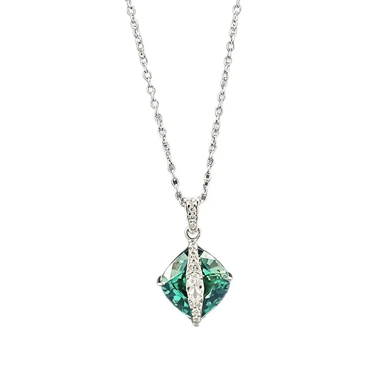 S925 Sterling Silver Necklace, 9*9mm Cushion Cut Paraiba Green Zircon With Paved Diamonds, Luxury Elegant Pendant Jewelry Gift F
S925 Sterling Silver Necklace, 9*9mm Cushion Cut Paraiba Green Zircon With Paved Diamonds, Luxury Elegant Pendant Jewelry Gift F
