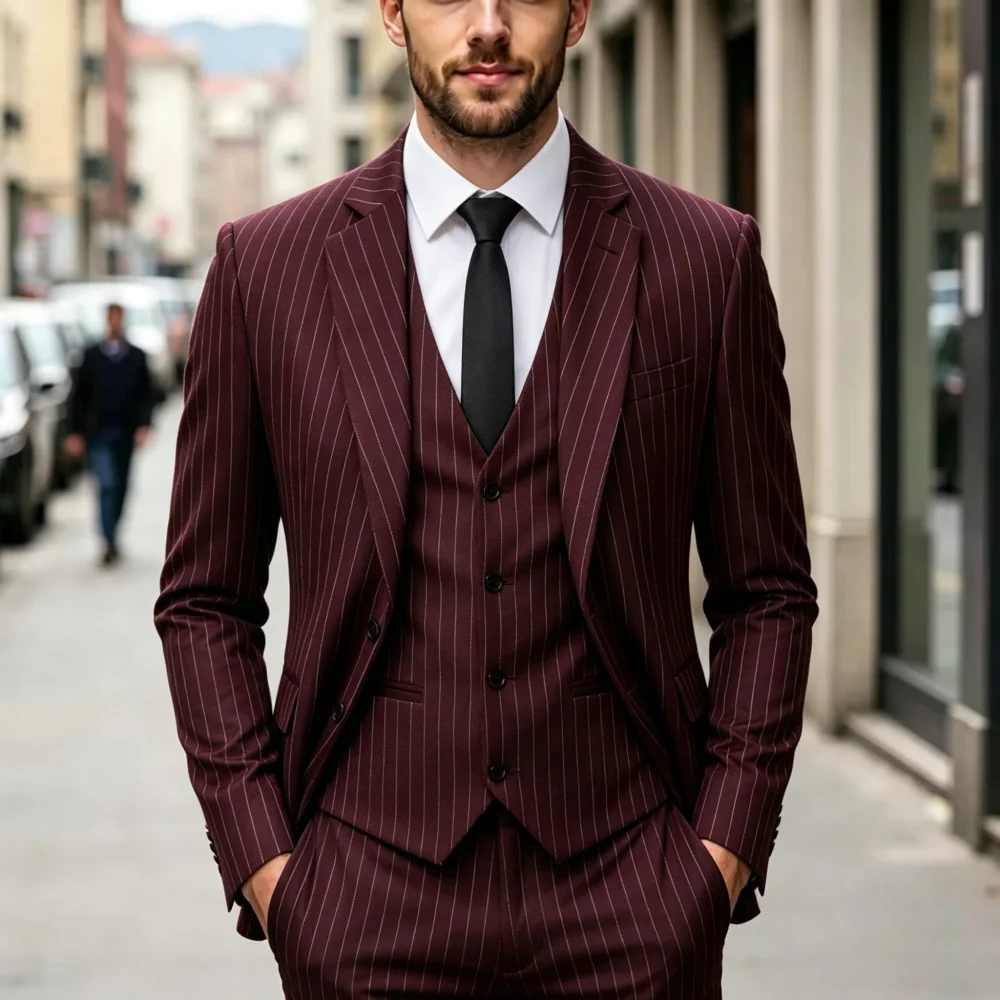 Men's Suits Pinstripe 3 Piece Single Breasted Slim Fit Business Suits For Wedding Groomsmen( Blazer Vest& Pants Set)
Men's Suits Pinstripe 3 Piece Single Breasted Slim Fit Business Suits For Wedding Groomsmen( Blazer Vest& Pants Set)