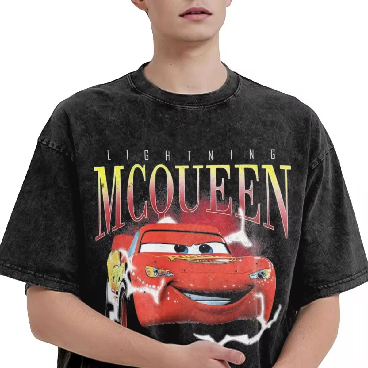 Футболки Smile Shiny Lightning Mcqueen в стиле хип-хоп, хлопковая футболка большого размера с автомобилями, модные мужские и женские топы, уличные футболки 
Футболки Smile Shiny Lightning Mcqueen в стиле хип-хоп, хлопковая футболка большого размера с автомобилями, модные мужские и женские топы, уличные футболки