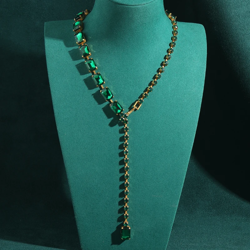 Vintage Emerald Zircon Long Necklaces For Woman Elegant Rectangle Square Claw Chain Tassel Statement Luxury Designer Jewelry
Vintage Emerald Zircon Long Necklaces For Woman Elegant Rectangle Square Claw Chain Tassel Statement Luxury Designer Jewelry