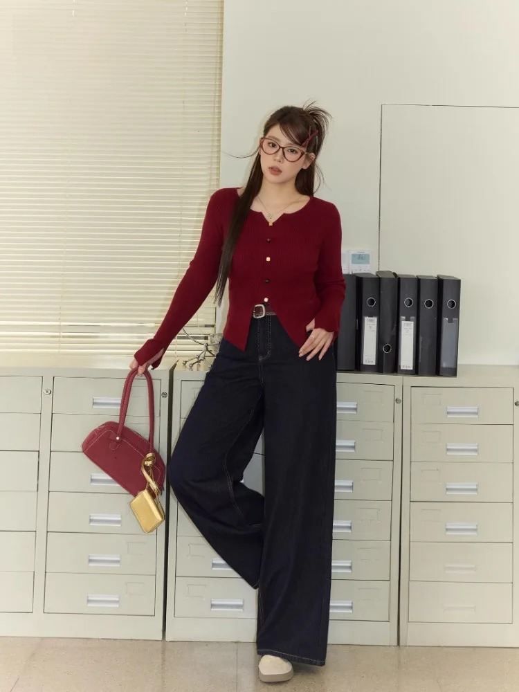 Комплект для похудения: модный женский костюм больших размеров с высокой талией, длинные брюки, вязаный свитер, ретро-джинсы цвета красного чая, трендовые джинсы
Комплект для похудения: модный женский костюм больших размеров с высокой талией, длинные брюки, вязаный свитер, ретро-джинсы цвета красного чая, трендовые джинсы