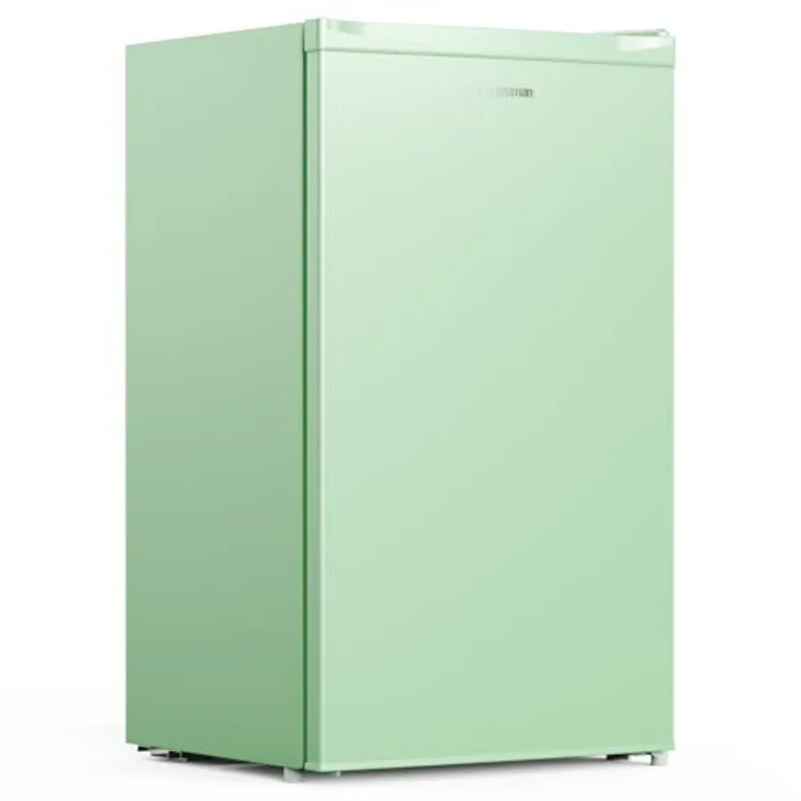 Dorm fridge: 3.2 cu.ft mini fridge with freezer, single door, adjustable thermostat, green color, compact for bedroom, office,
Dorm fridge: 3.2 cu.ft mini fridge with freezer, single door, adjustable thermostat, green color, compact for bedroom, office,
